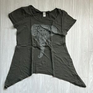 Soul Flower Gray Asymmetrical Short Sleeve T-Shirt